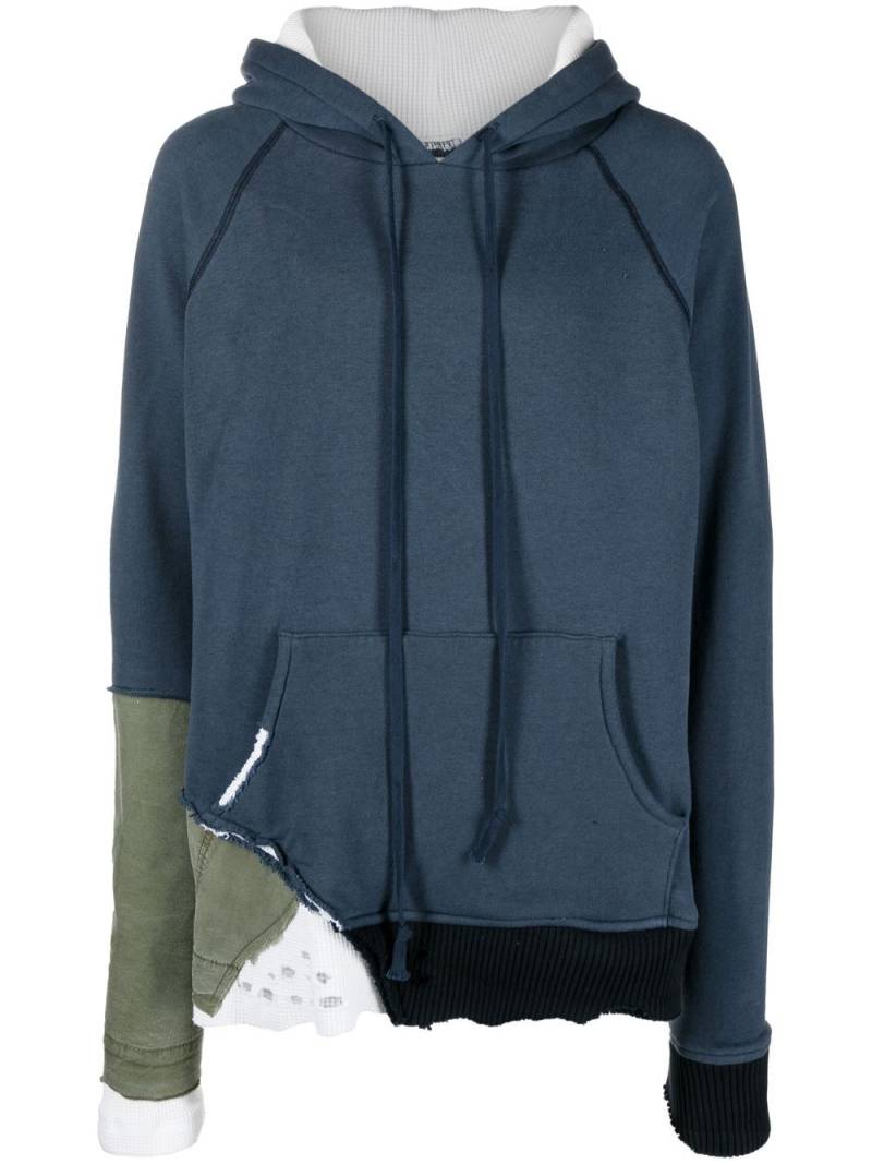 Greg Lauren patchwork army fragment hoodie - Blue von Greg Lauren