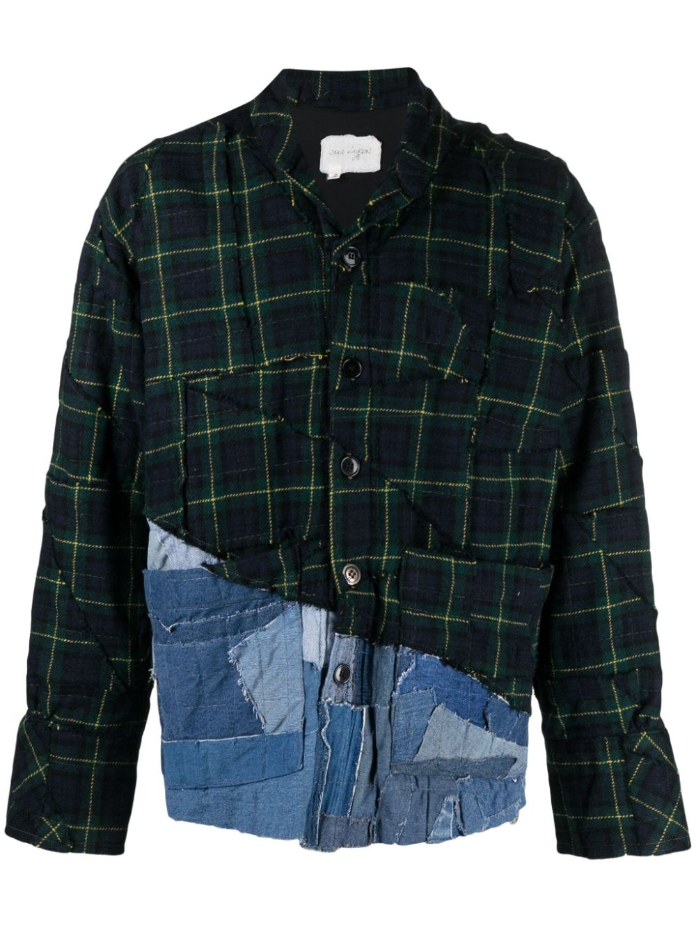 Greg Lauren patchwork cotton shirt jacket - Green von Greg Lauren