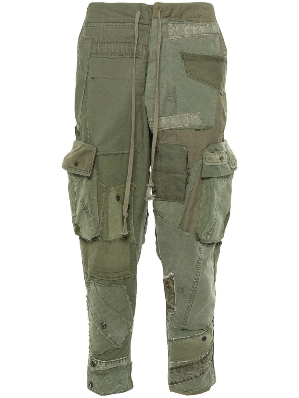 Greg Lauren patchwork-design cotton trousers - Green von Greg Lauren