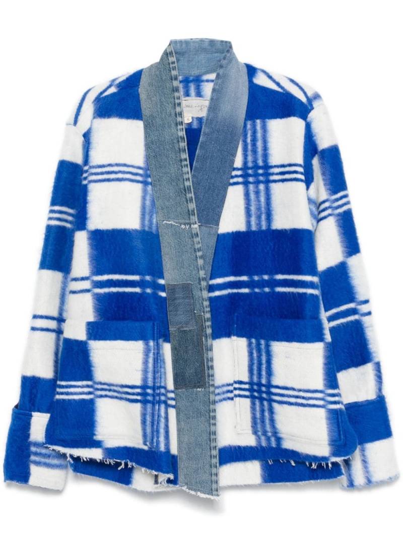 Greg Lauren plaid blanket jacket - Blue von Greg Lauren