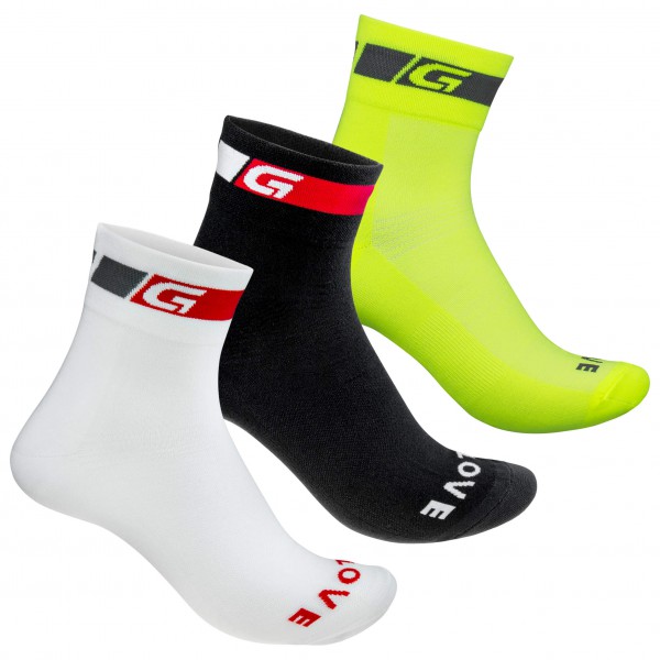 GripGrab - 3-Pack Tricolore Regular Cut - Velosocken Gr 38-41 - S;44-47 - L weiß von GripGrab