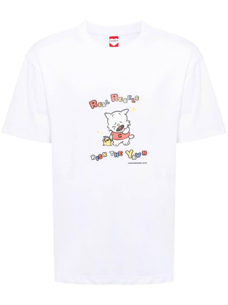 Ground Zero cat print cotton T-shirt - White von Ground Zero