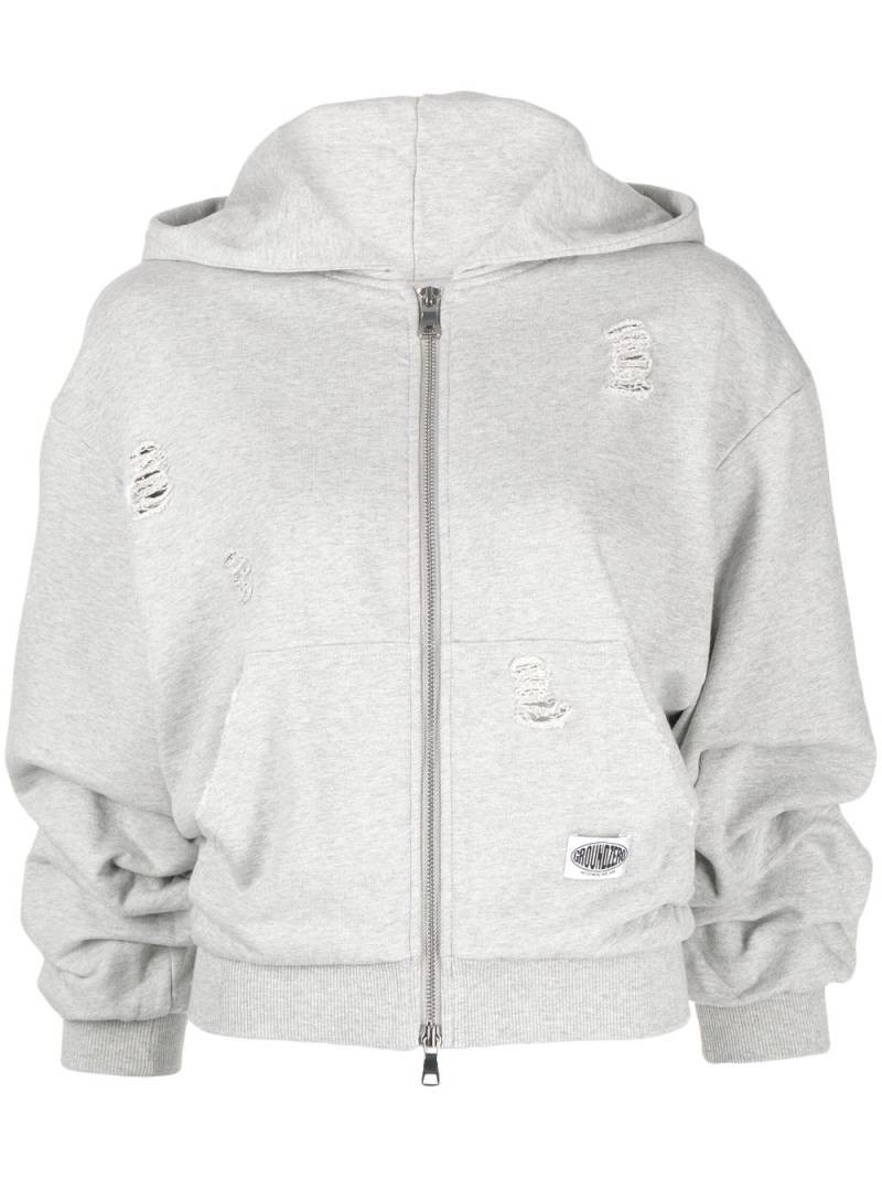 Ground Zero distressed zip-front hoodie - Grey von Ground Zero