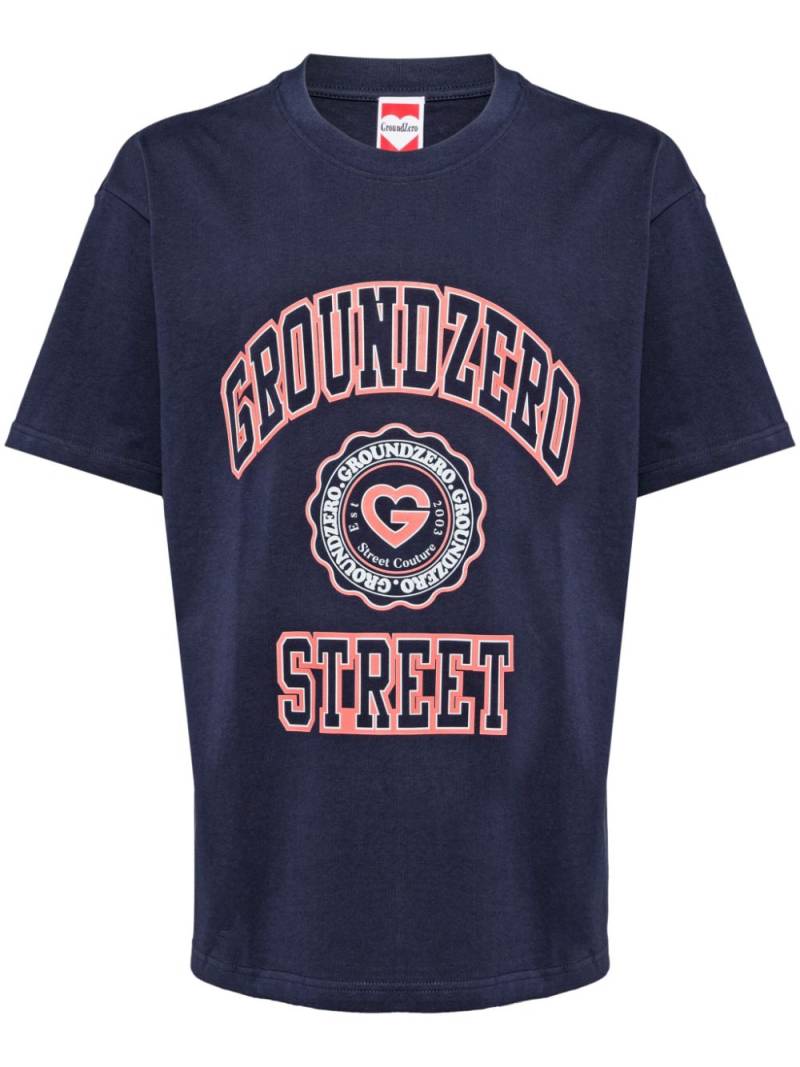 Ground Zero graphic-print cotton T-shirt - Blue von Ground Zero