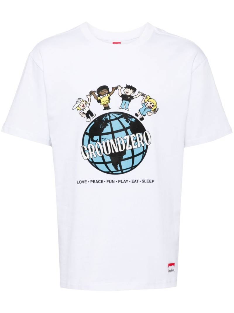 Ground Zero graphic-print cotton T-shirt - White von Ground Zero