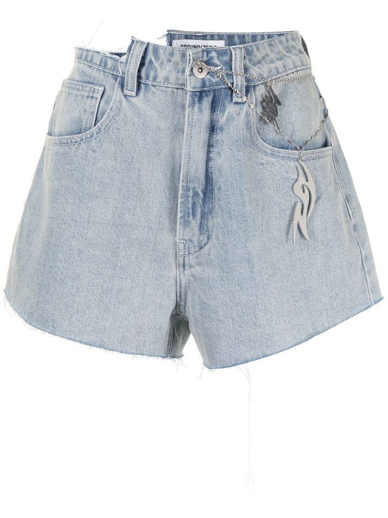 Ground Zero high-rise distressed denim shorts - Blue von Ground Zero