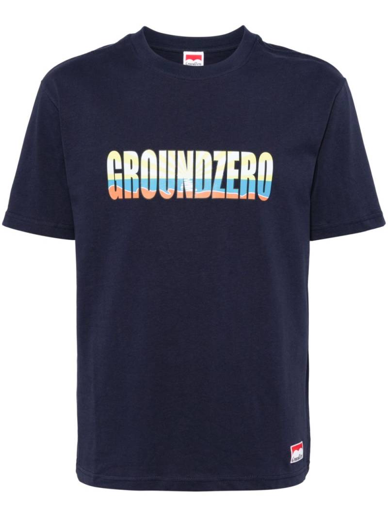 Ground Zero logo-print cotton T-shirt - Blue von Ground Zero