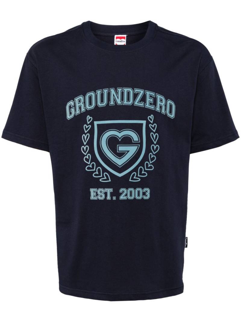 Ground Zero logo-print cotton T-shirt - Blue von Ground Zero