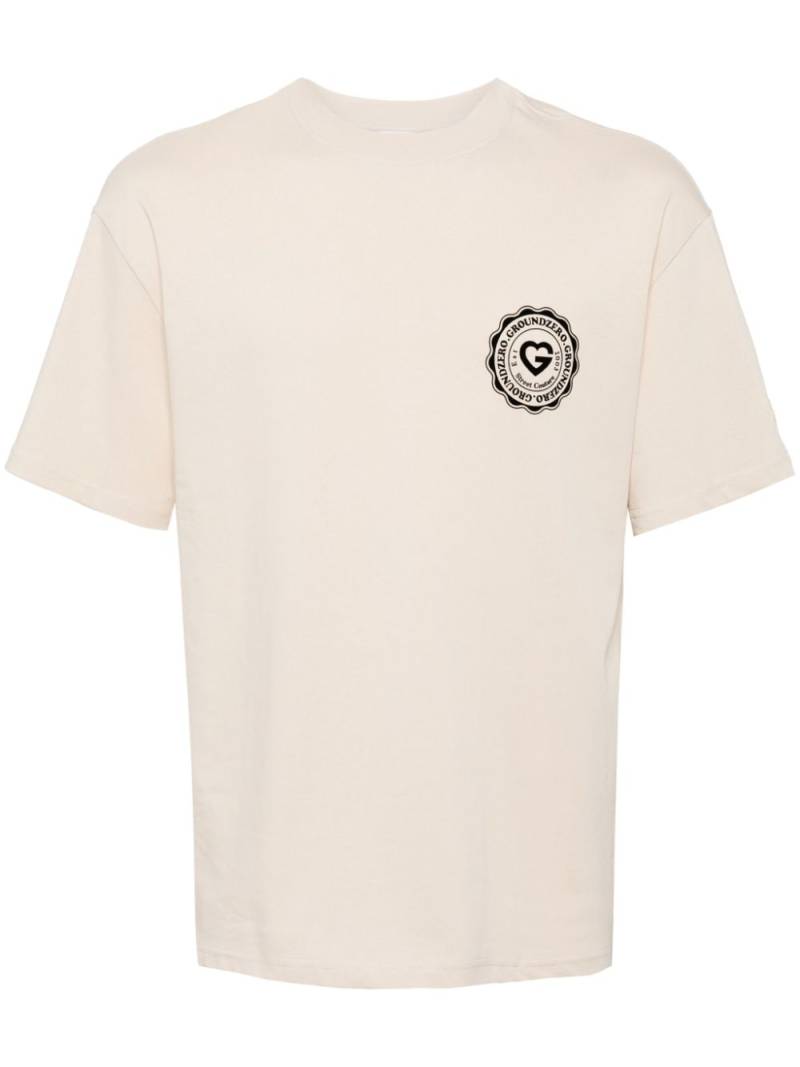 Ground Zero logo-print cotton T-shirt - Neutrals von Ground Zero