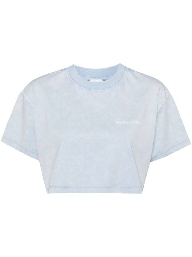 Ground Zero logo-print cropped T-shirt - Blue von Ground Zero