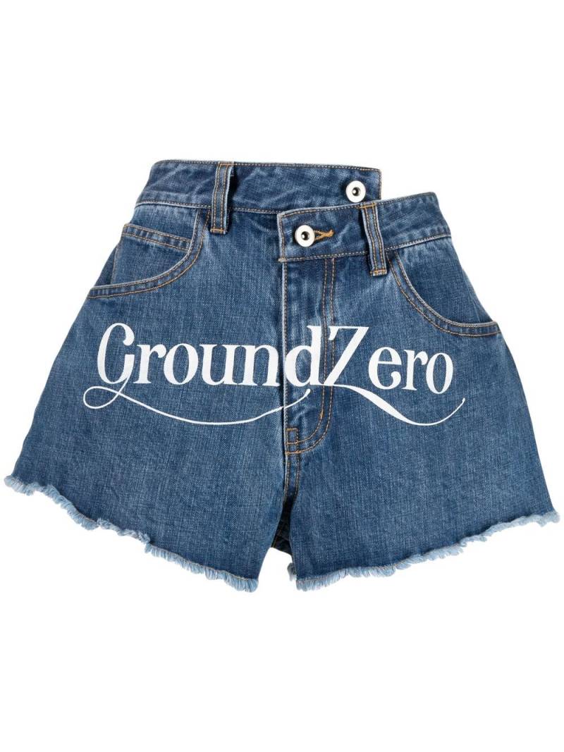 Ground Zero logo-print denim shorts - Blue von Ground Zero