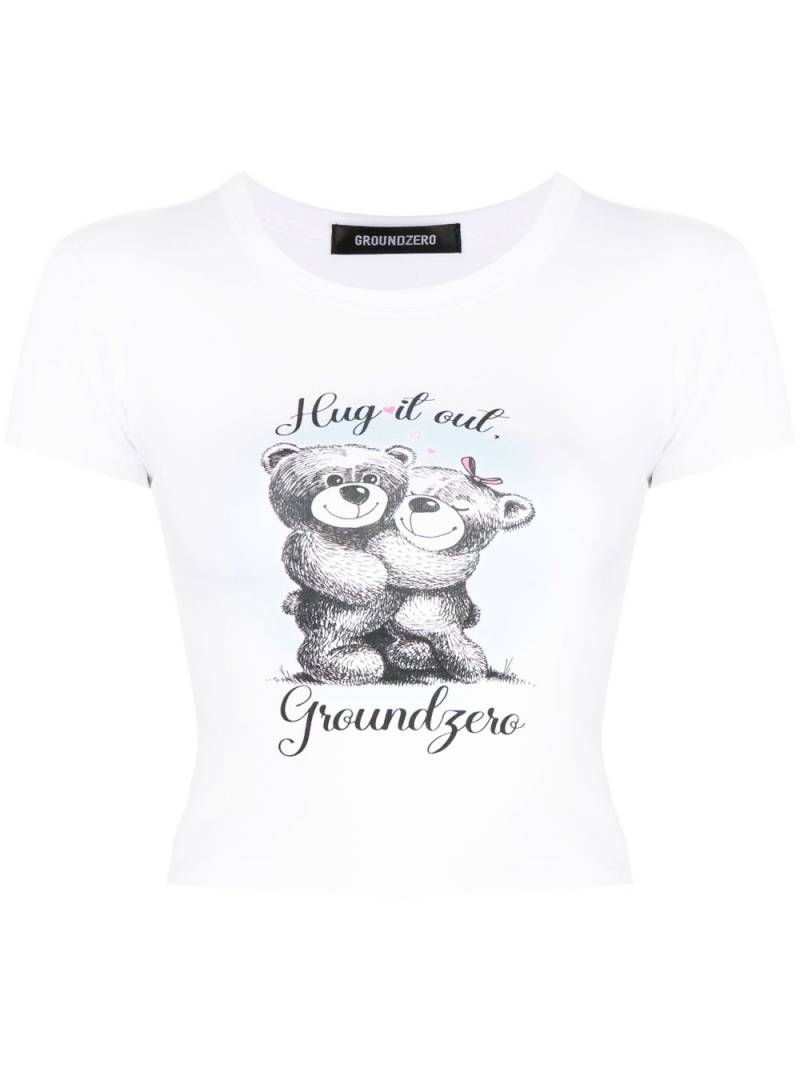 Ground Zero slogan-print cotton cropped T-shirt - White von Ground Zero