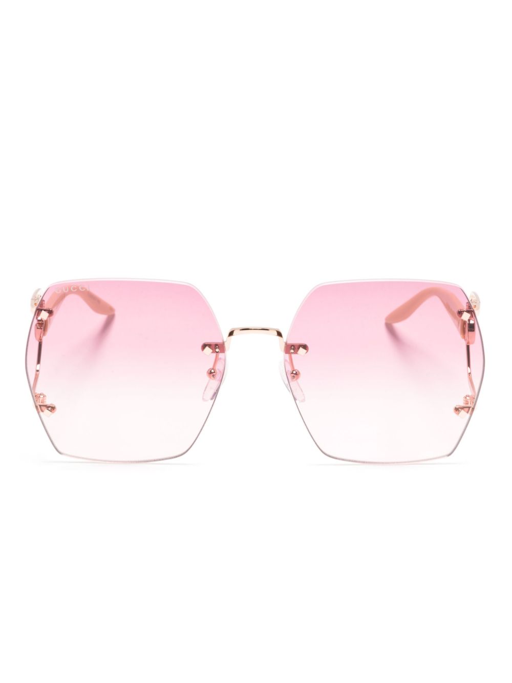 Gucci Eyewear Double G geometric-frame sunglasses - Neutrals von Gucci Eyewear