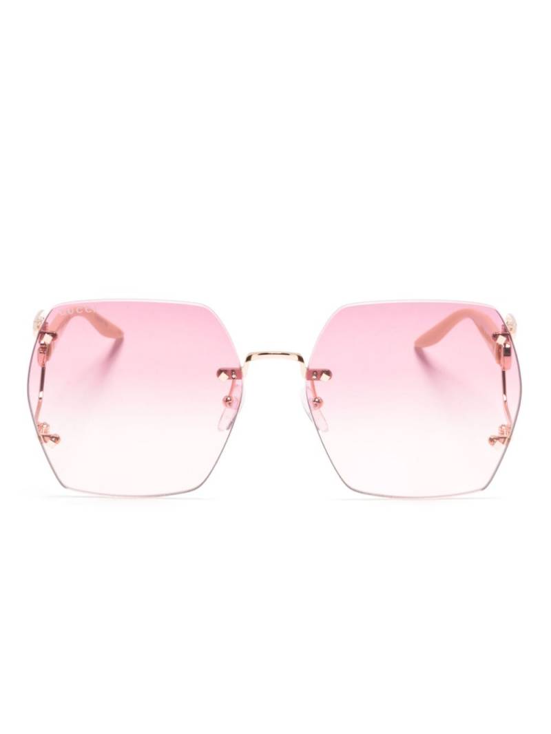 Gucci Eyewear Double G geometric-frame sunglasses - Neutrals von Gucci Eyewear