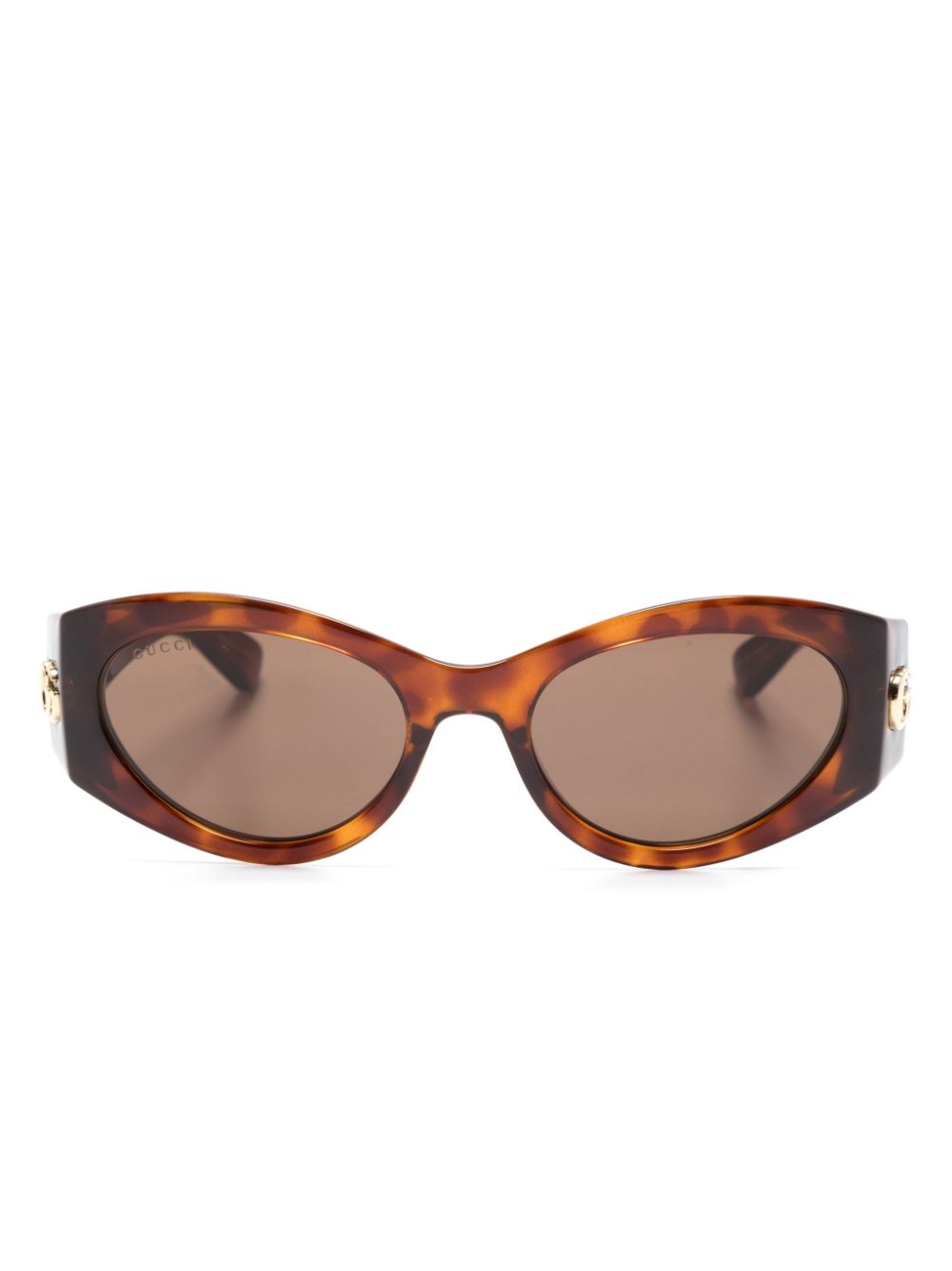 Gucci Eyewear Double G oval-frame sunglasses - Brown von Gucci Eyewear