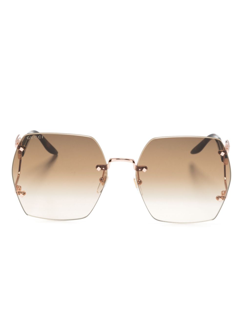 Gucci Eyewear Double G oversize-frame sunglasses - Brown von Gucci Eyewear