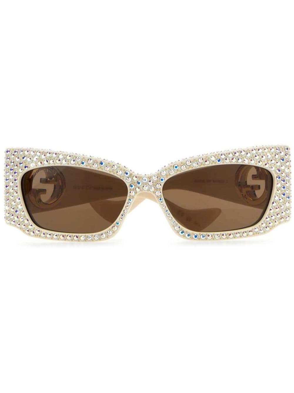 Gucci Eyewear Double G rhinestone-embellished sunglasses - Neutrals von Gucci Eyewear