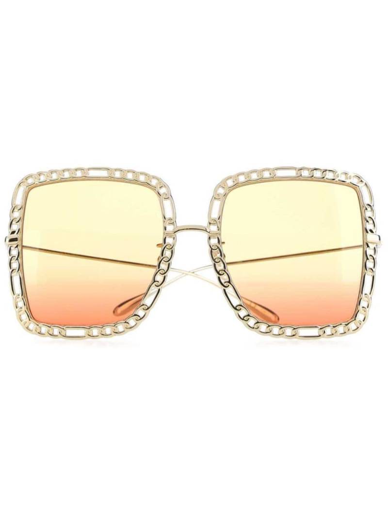 Gucci Eyewear chain-detail square-frame sunglasses - Gold von Gucci Eyewear