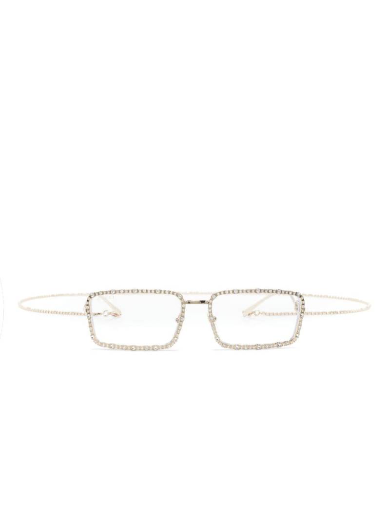 Gucci Eyewear crystal-embellished rectangle-frame glasses - Gold von Gucci Eyewear