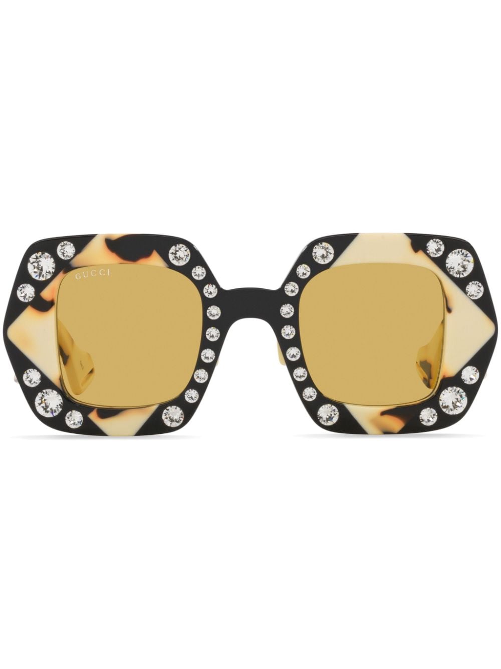 Gucci Eyewear crystal-embellished square-frame sunglasses - Black von Gucci Eyewear