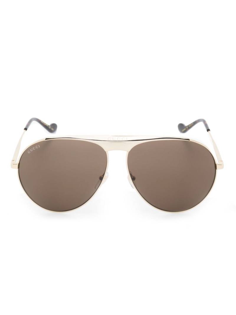 Gucci Eyewear logo-bridge pilot-frame sunglasses - Gold von Gucci Eyewear