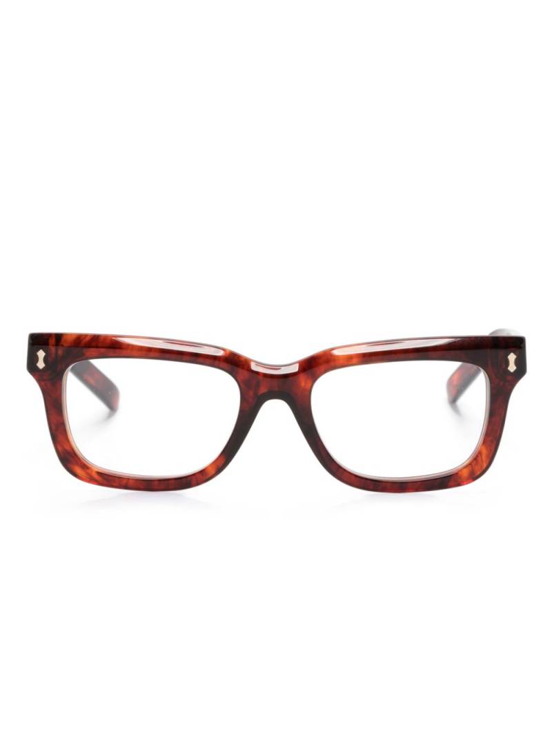 Gucci Eyewear logo-engraved square-frame glasses - Brown von Gucci Eyewear