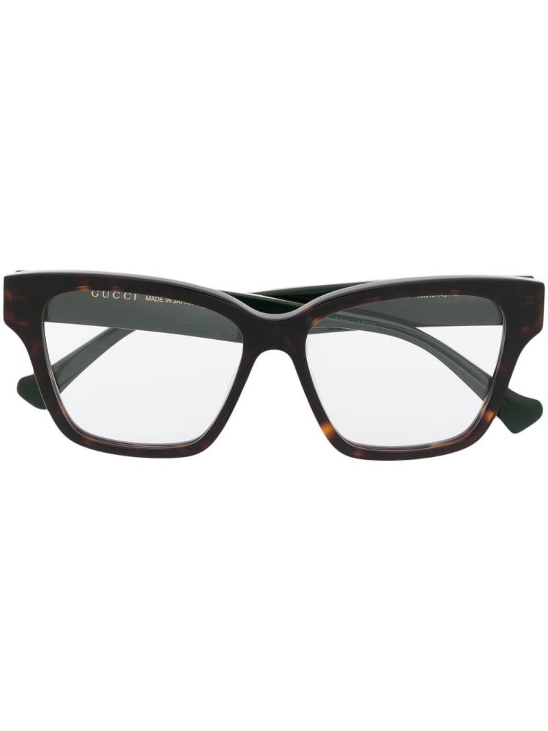 Gucci Eyewear logo-plaque square-frame glasses - Brown von Gucci Eyewear