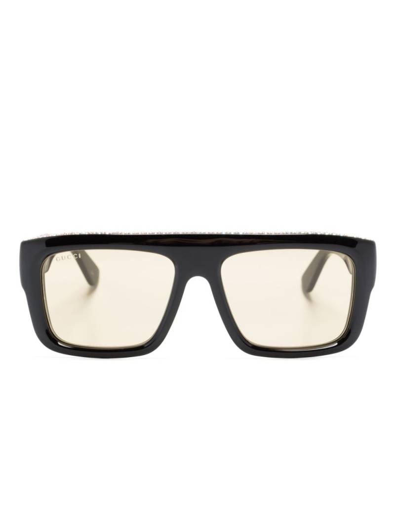 Gucci Eyewear logo-print crystal-embellished sunglasses - Black von Gucci Eyewear