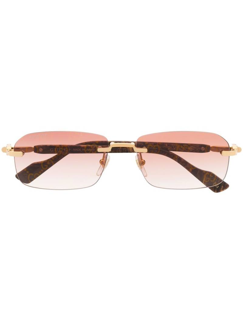 Gucci Eyewear marbled rectangle-frame sunglasses - Gold von Gucci Eyewear