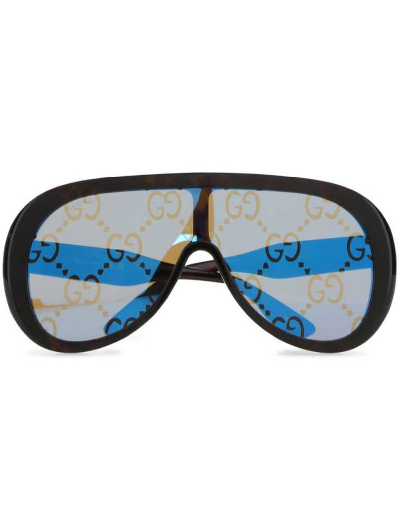 Gucci Eyewear oversize mask sunglasses - Brown von Gucci Eyewear