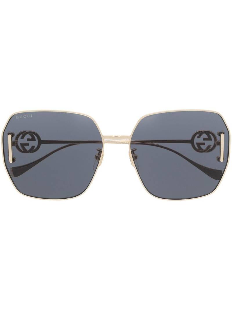 Gucci Eyewear oversized-frame logo-plaque sunglasses - Gold von Gucci Eyewear