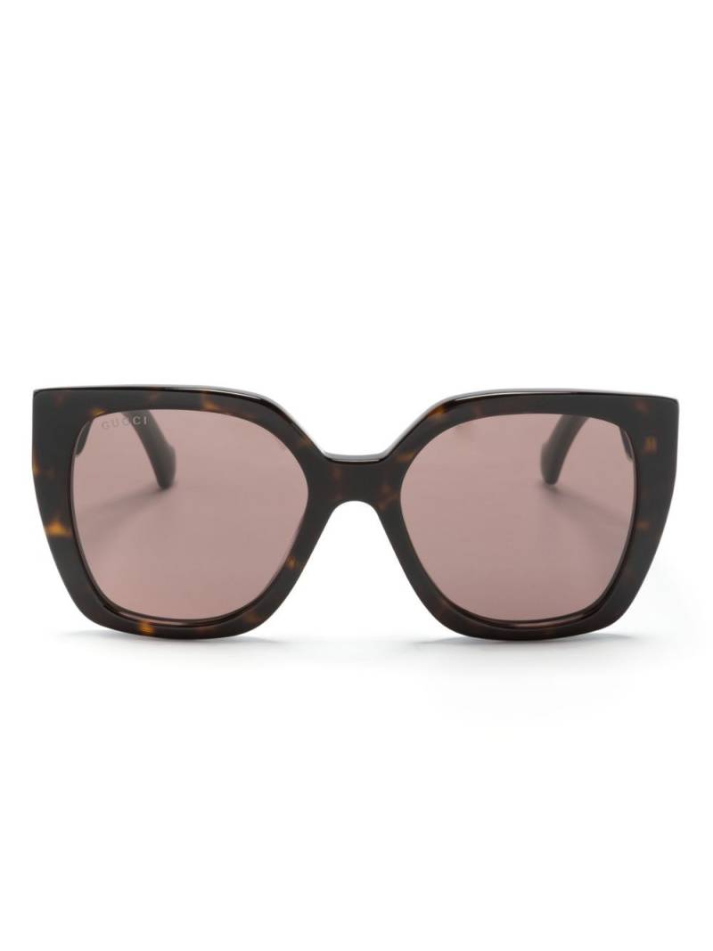 Gucci Eyewear Web-detail square-frame sunglasses - Brown von Gucci Eyewear