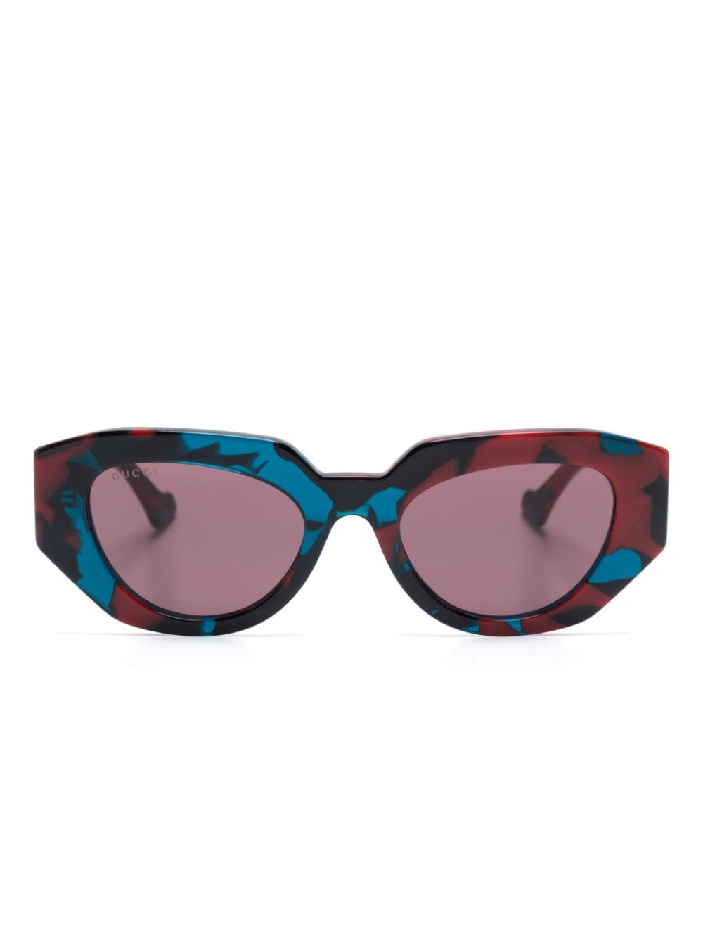 Gucci Eyewear tortoiseshell-effect geometric-frame glasses - Red von Gucci Eyewear