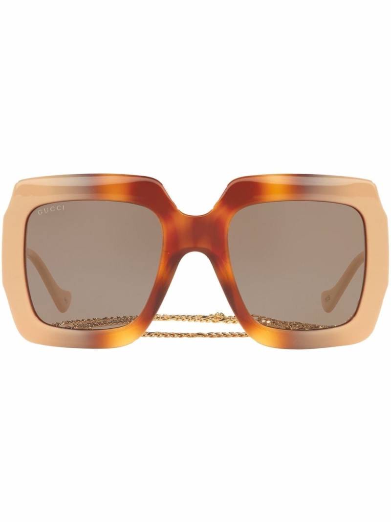 Gucci Eyewear tortoiseshell-effect oversized-frame sunglasses - Brown von Gucci Eyewear