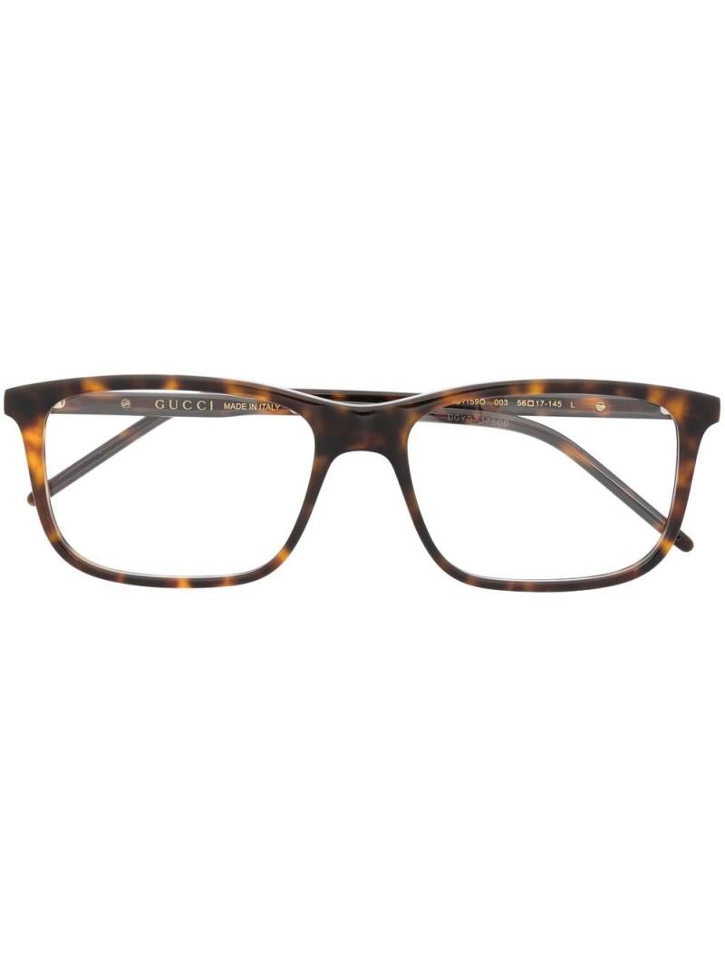 Gucci Eyewear tortoiseshell rectangular-frame glasses - Brown von Gucci Eyewear