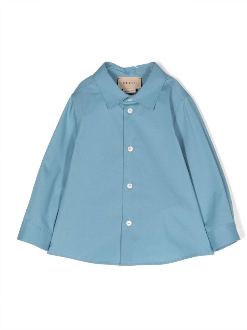 Gucci Kids Interlocking G-logo cotton shirt - Blue von Gucci Kids