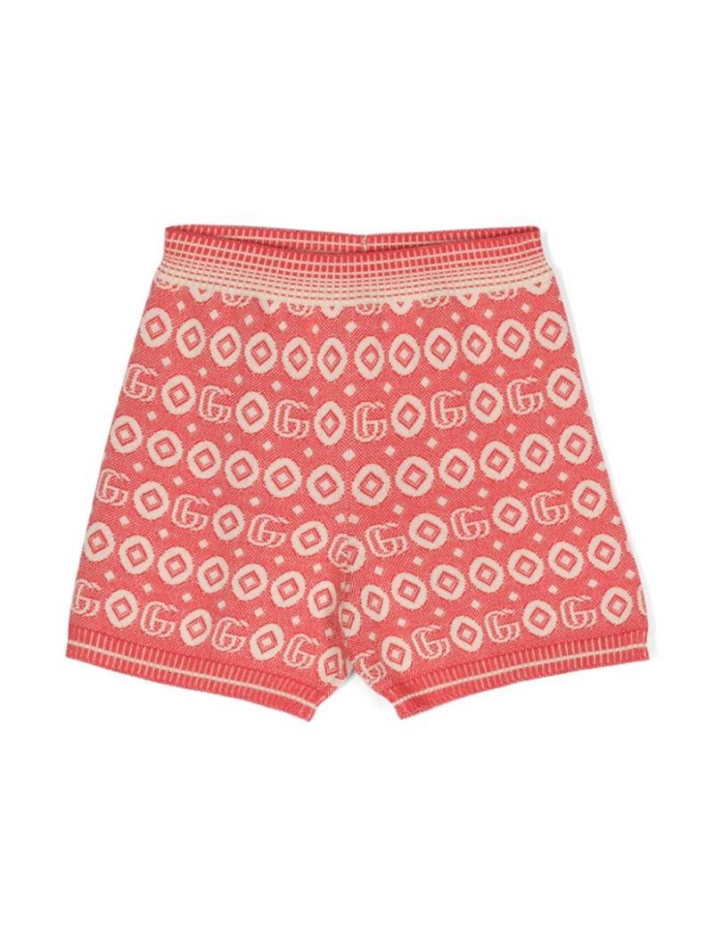 Gucci Kids Double-G-pattern ribbed shorts - Red von Gucci Kids