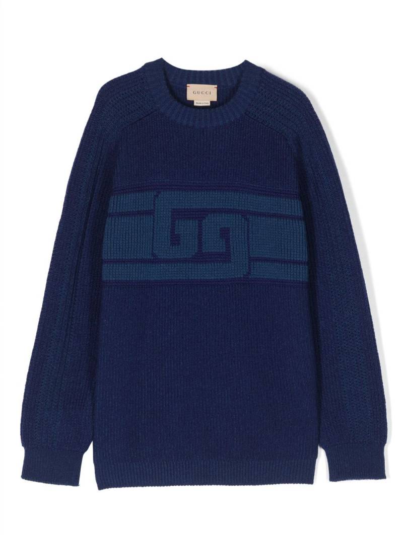 Gucci Kids Double G wool sweatshirt - Blue von Gucci Kids