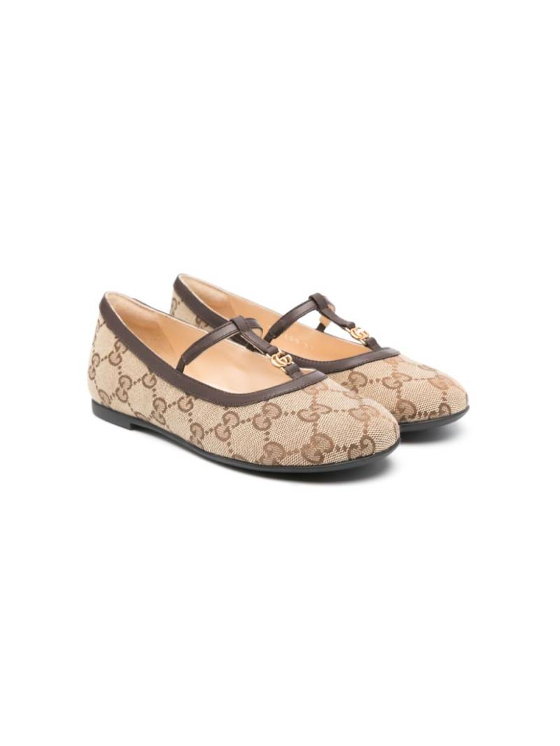 Gucci Kids GG-canvas ballerina shoes - Neutrals von Gucci Kids