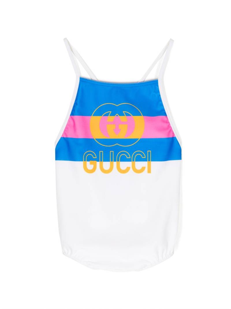 Gucci Kids GG-print striped swimsuit - White von Gucci Kids