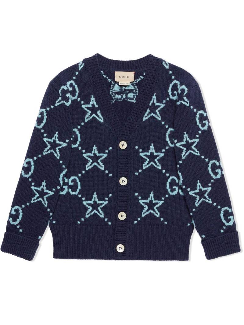 Gucci Kids GG star-print wool cardigan - Blue von Gucci Kids