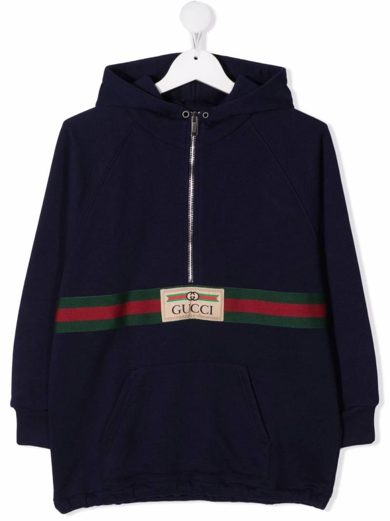 Gucci Kids House Web half-zip hoodie - Blue von Gucci Kids