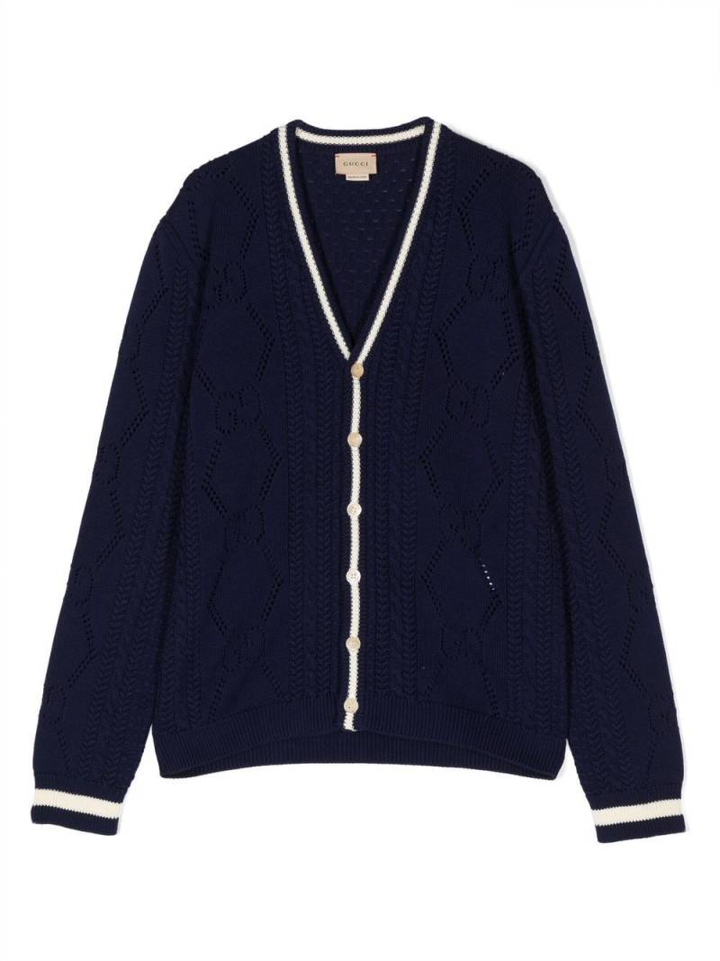 Gucci Kids Interlocking G cable-knit cardigan - Blue von Gucci Kids