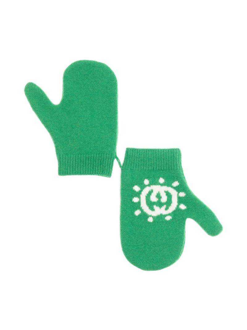 Gucci Kids Interlocking G knitted mittens - Green von Gucci Kids