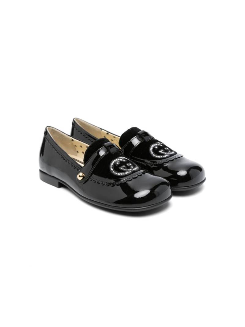 Gucci Kids Interlocking G leather ballerina shoes - Black von Gucci Kids