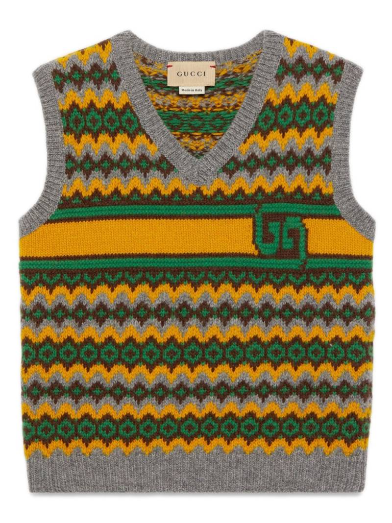 Gucci Kids Interlocking G logo wool gilet - Yellow von Gucci Kids