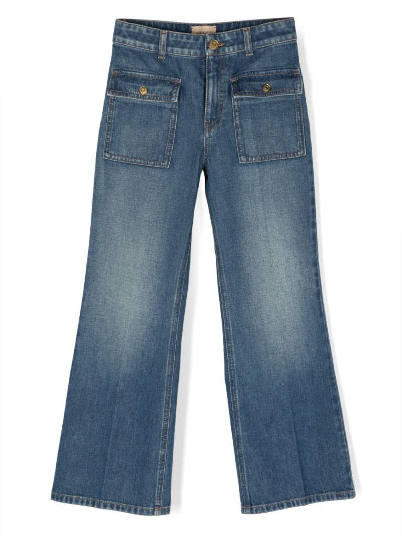 Gucci Kids Interlocking G-patch wide-leg jeans - Blue von Gucci Kids