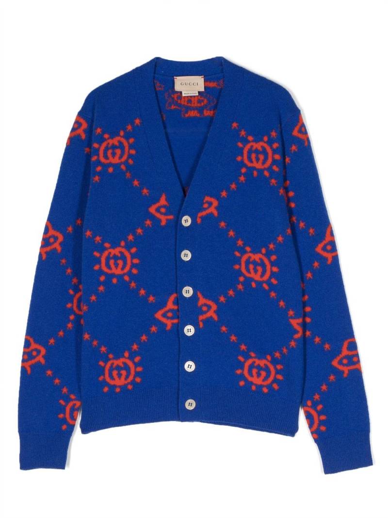 Gucci Kids Interlocking G-pattern wool cardigan - Blue von Gucci Kids