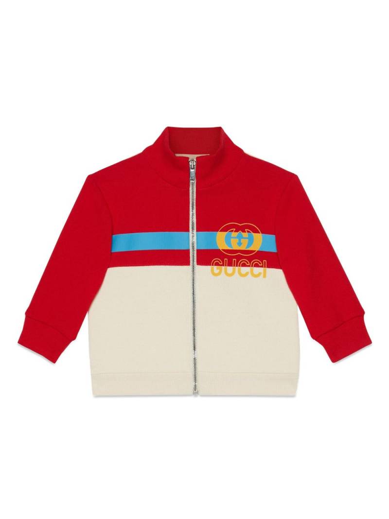 Gucci Kids Interlocking G zipped cotton sweatshirt - Red von Gucci Kids