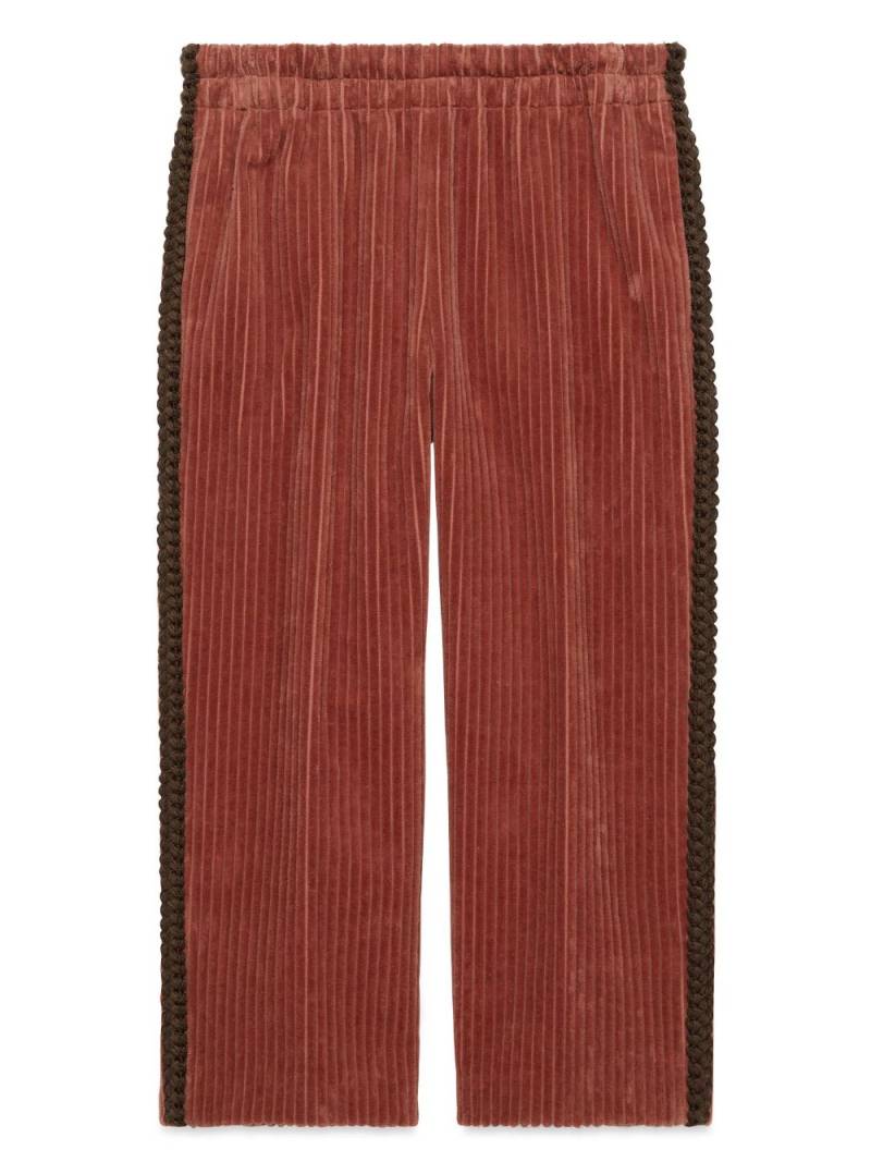 Gucci Kids logo-patch velvet trousers - Brown von Gucci Kids